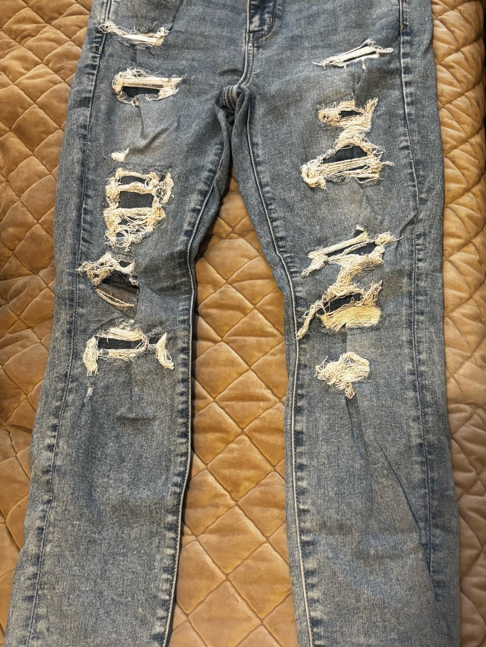 American Eagle Outfitters Distressed Light Blue Skinny Jeans